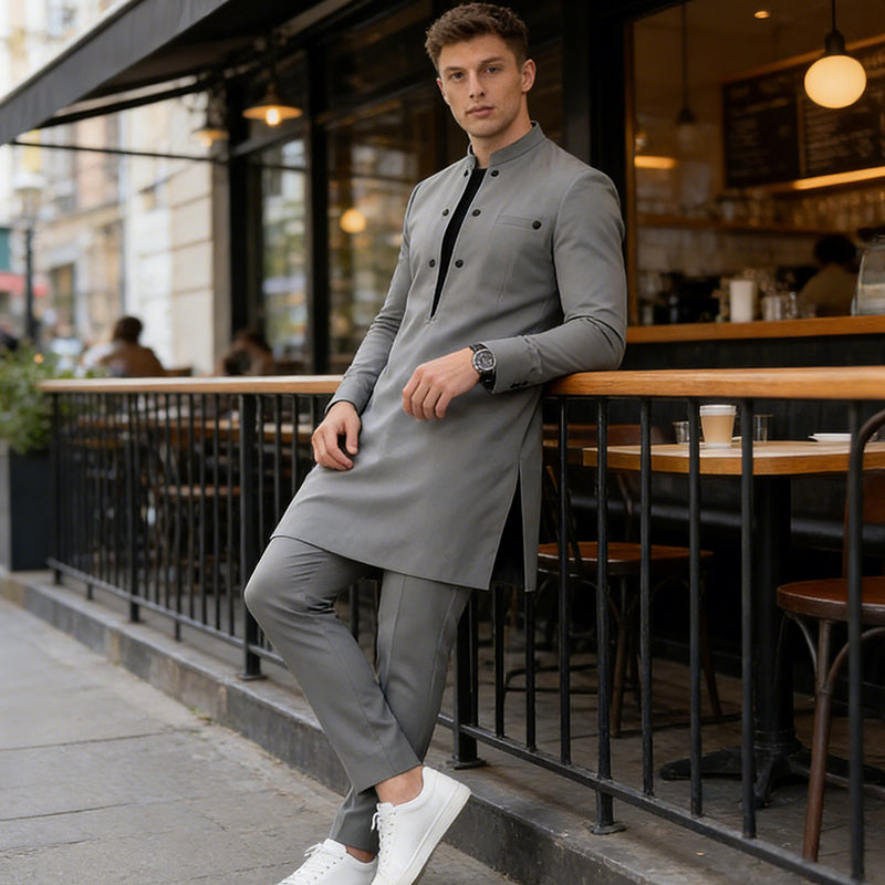 Men’s Premium Mandarin Collar Tunic Set